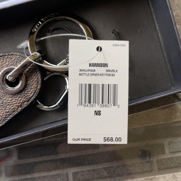 Harrison Signature Logo Bottle Opener Key Fob Brown/Black - Picture 6 of 9